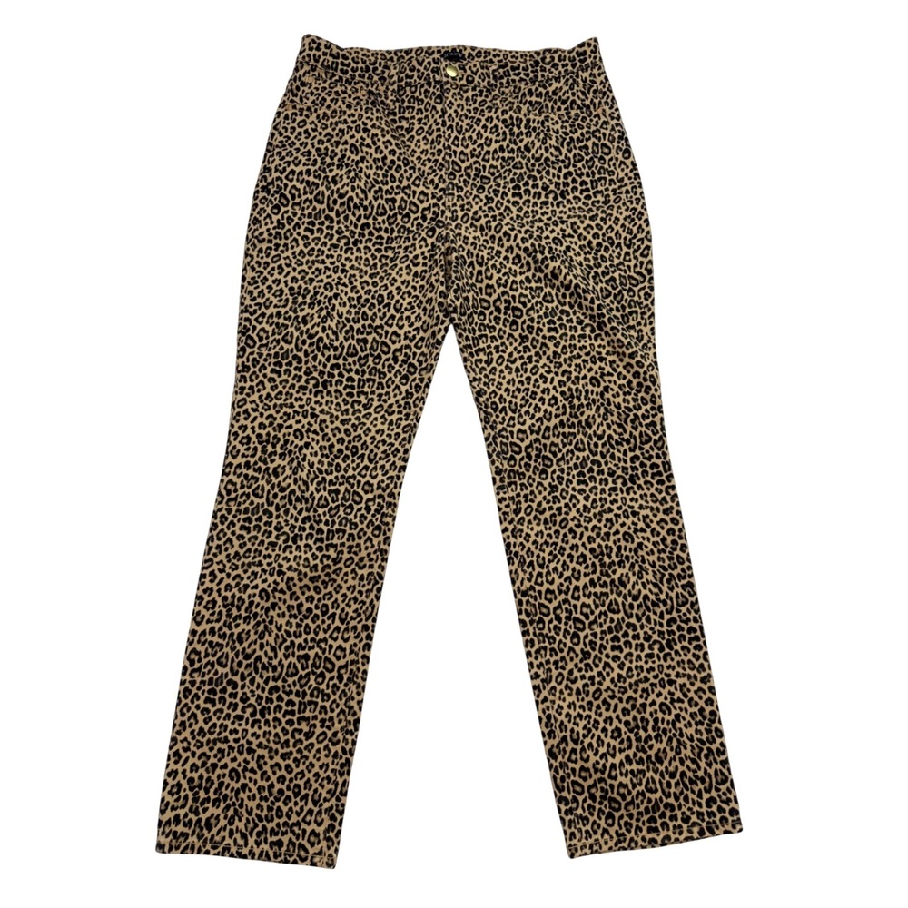 J.Crew Leopard Print Pants Womens 30 Brown Excellent Re-Imagined Straight Leg‎